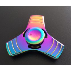 Special Tri Aluminum Metal Fidget Spinner Stress Reducer Toy for Autism Adult, Child (Rainbow)